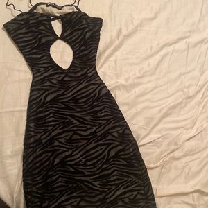 Black zebra cut out dress